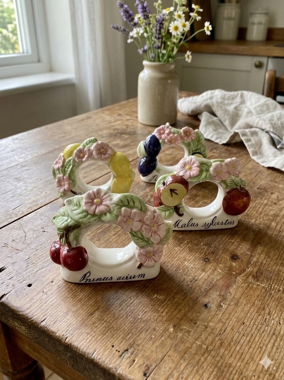 Villeroy & Boch French Garden Dolomite Ceramic Napkin Rings Set of 4 in Box